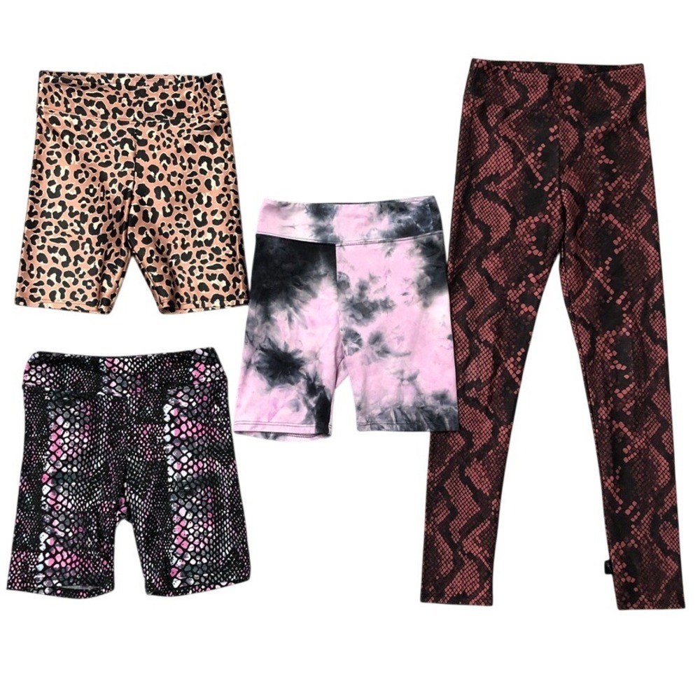 PixieLane Leggings Shorts Bundle Girls 8 Multicolor Animal Print Tie Dye‎ 4PC